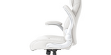 Side of the White Posture Ergonomic PU Leather Office Chair with the arm rest up.