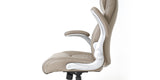 Sideview of the Taupe Posture Ergonomic PU Leather Office Chair with the arm rest up.