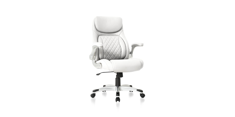 White Posture Ergonomic PU Leather Office Chair
