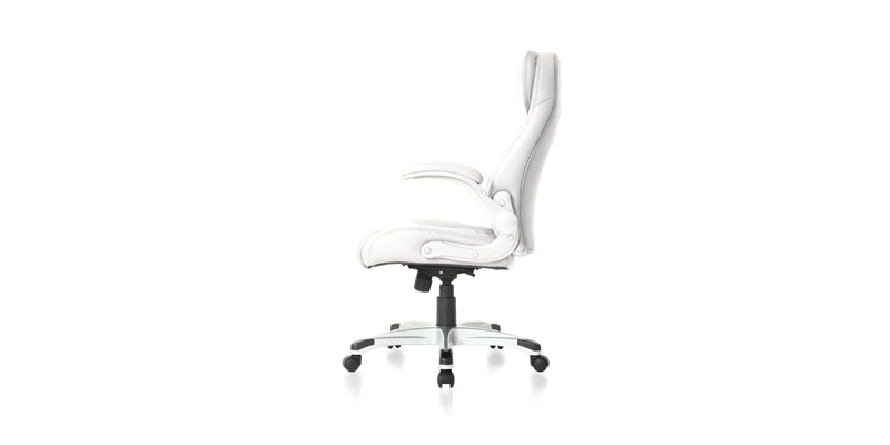Side view of the White Posture Ergonomic PU Leather Office Chair