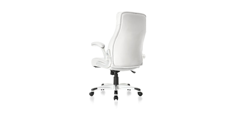 Back angled view of the White Posture Ergonomic PU Leather Office Chair