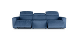 Blue "Power-Triple " Recliner Sofa in a reclined position
