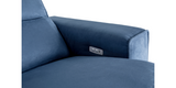 A close up view of the recliner buttons and USB port - Blue "Power-Double " Recliner Sofa