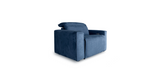 Side corner view of the Blue "Power-Single " Recliner Sofa