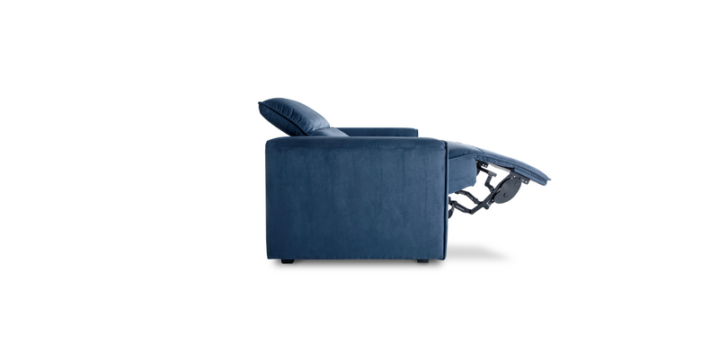 Reclined Position - Blue "Power-Single " Recliner Sofa