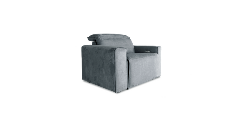 Side corner of the Grey "Power-Single " Recliner Sofa