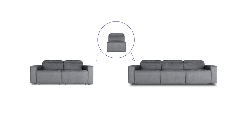 Two couches and where the Grey "Power-Armless " Sofa would fit.