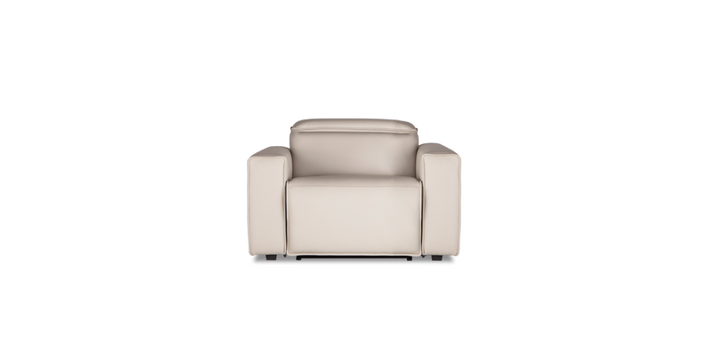 Front view of Pebble white "Power-Single " Recliner Sofa