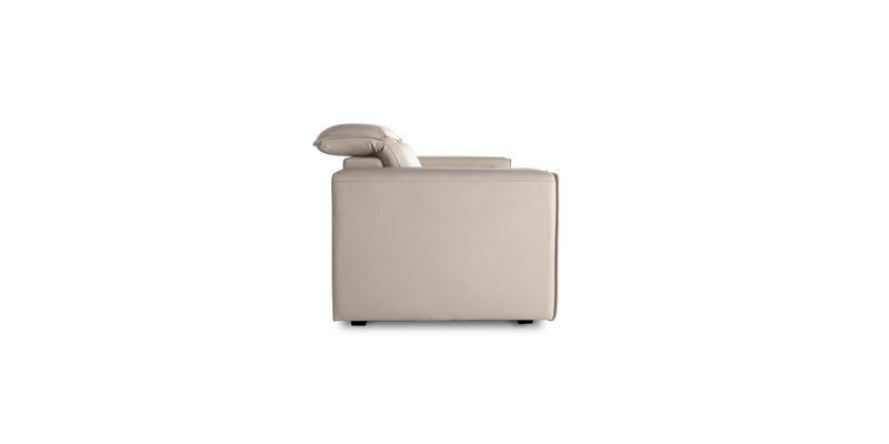 Side view of a Pebble white "Power-Single " Recliner Sofa