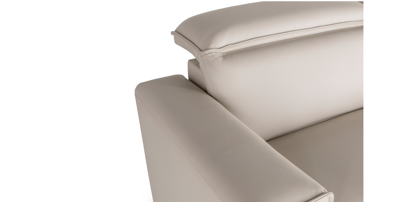 Close up of arm wrest on the Pebble white "Power-Single " Recliner Sofa