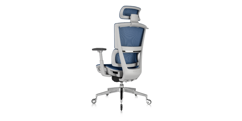 Back angled view of the ' Rewind ' Ergonomic Office Chair - Blue
