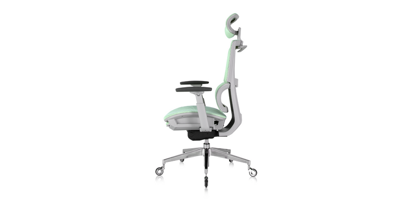 Side view of the ' Rewind ' Ergonomic Office Chair - Mint