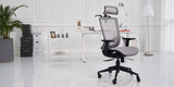 Grey ErgoTask Ergonomic Task Office Chair with Headrest in a home office