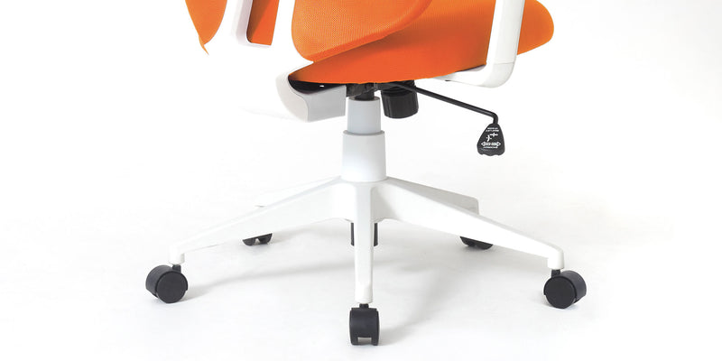 Underside of the Orange Palette Ergonomic Lumbar Adjust Rolling Office Chair